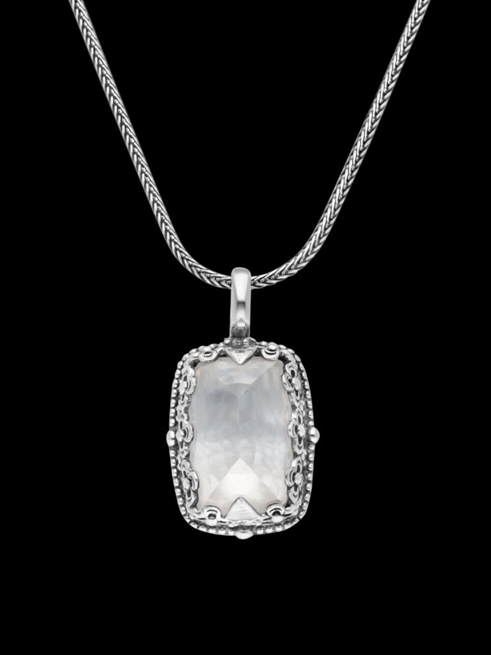 KONSTANTINO 925 Sterling Silver MOP & Crystal Doublet Pendant Necklace 18"